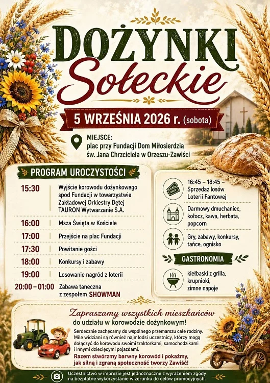 Dożynki Sołeckie w Orzeszu-Zawiści 2026. Znamy program / fot. FB Sołectwo Zawiść