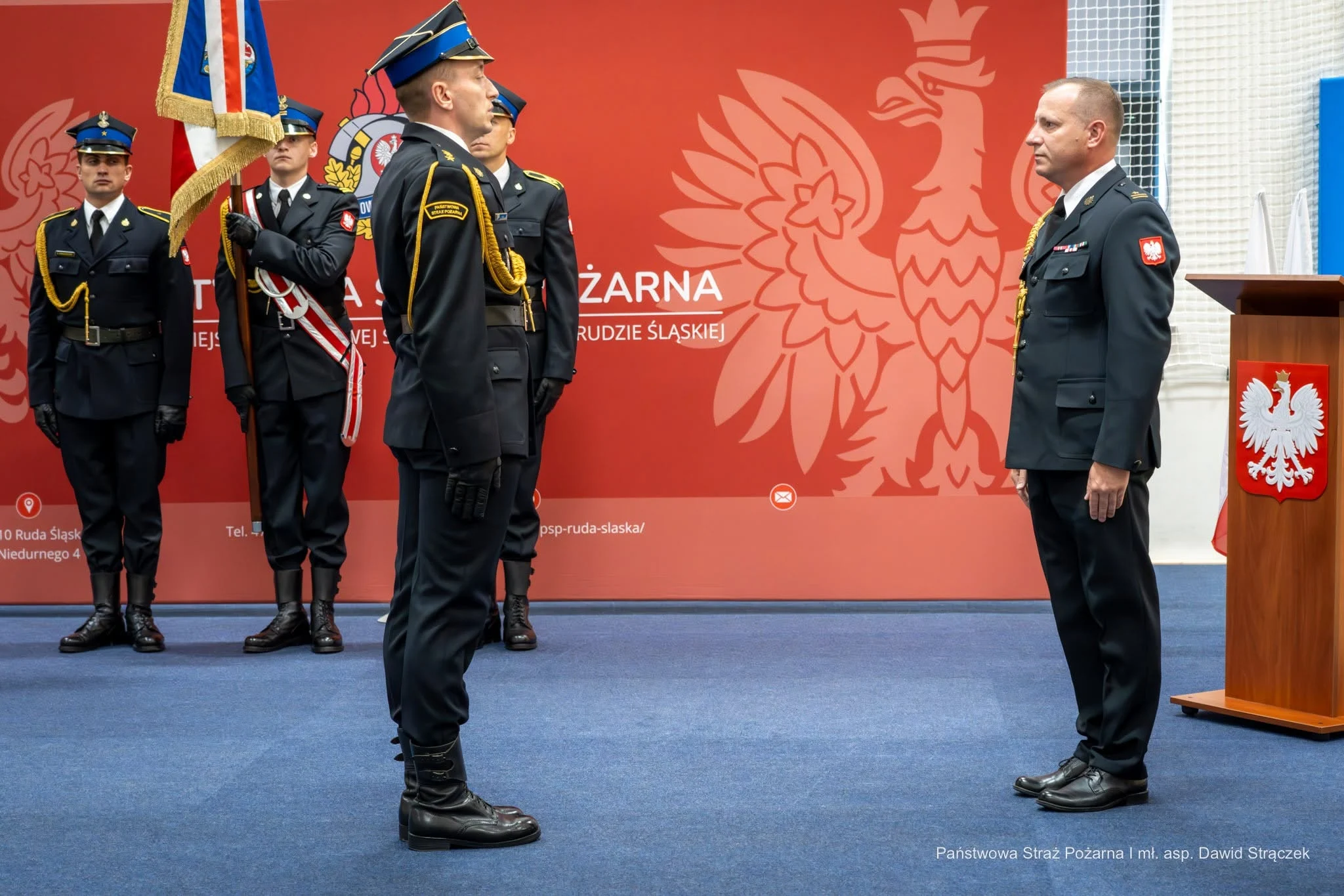 Ślubowanie nowych strażaków i wyróżnienia w rudzkiej Państwowej Straży Pożarnej / fot. mł. asp. mgr Dawid Strączek (KM PSP Ruda Śląska)