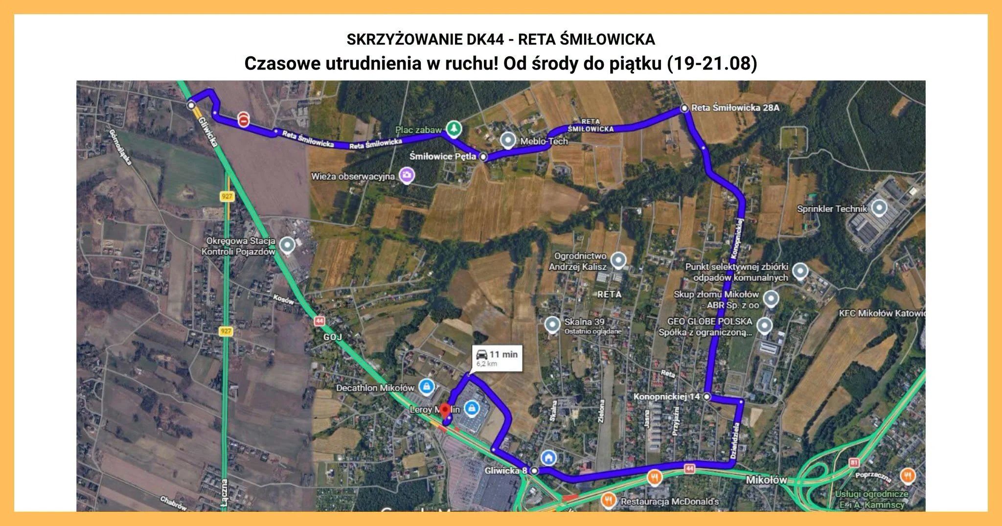 Utrudnienia na DK44 w Mikołowie. Zmieni się także trasa autobusu 541