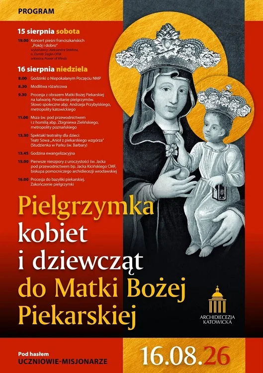 Pielgrzymka Kobiet i Dziewcząt 2026 w Piekarach Śląskich. Program / fot. UM Piekary Śląskie