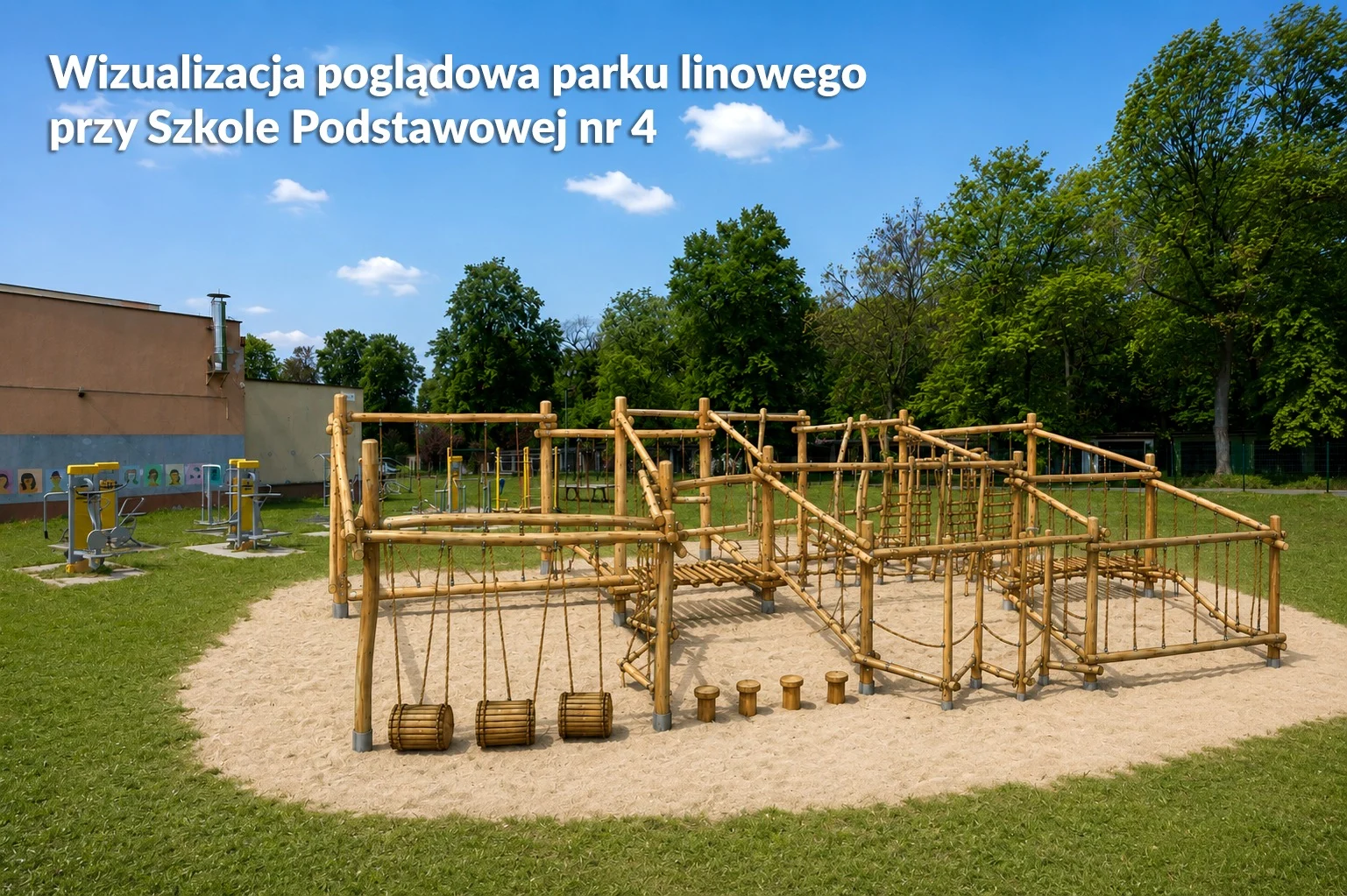 Nowa atrakcja dla dzieci w Siemianowicach. Przy SP4 powstanie park linowy