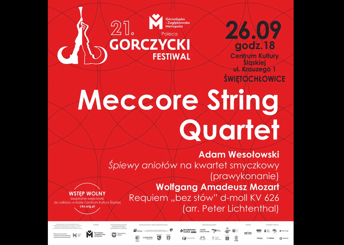 21. Gorczycki Festiwal w Świętochłowicach. Meccore String Quartet zagra w CKŚ